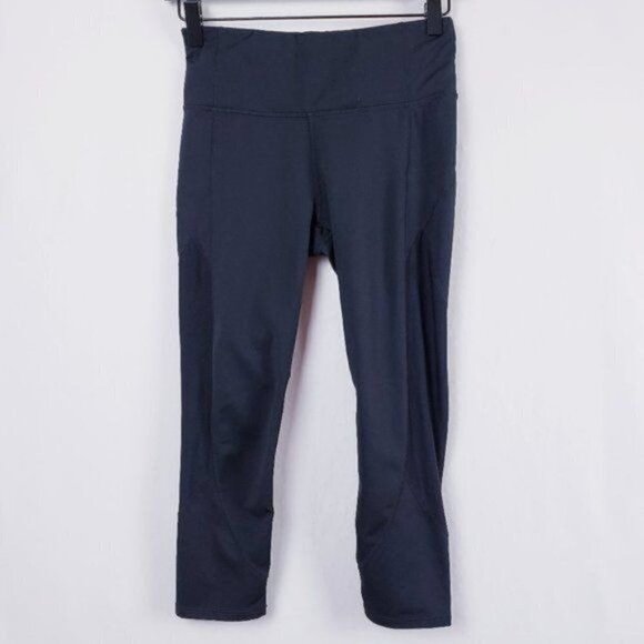 Athleta Black Leggings‎ Mesh Crop Running Tights Gym Fitness Yoga Workout XS - Picture 2 of 12